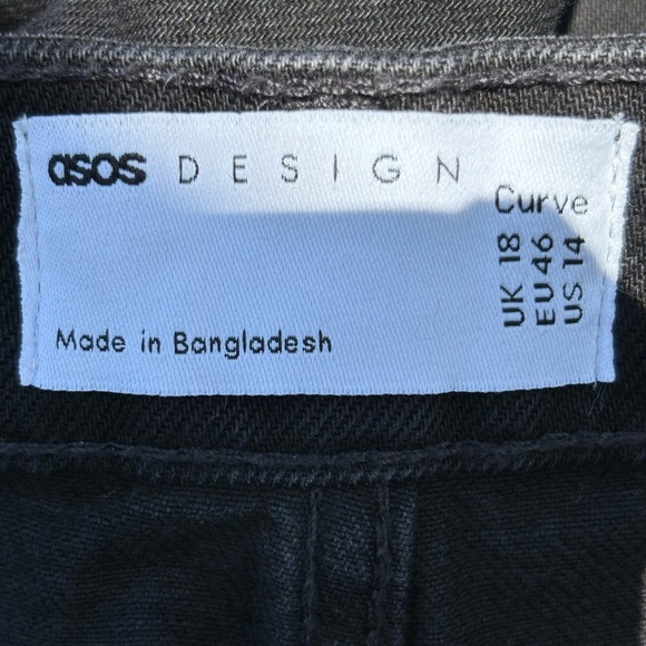 ASOS Design Curve DAD Denim Black Wash Shorts Size: 14 - Picture 5 of 8